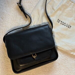 Designer Derek Lam 10 Crosby Moore Black Leather Crossbody Bag